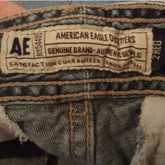 AMERICAN EAGLE ♡ Sweet Vintage Denim Slit Back Pockets Blue Jeans Size 2 Reg - Picture 11 of 15